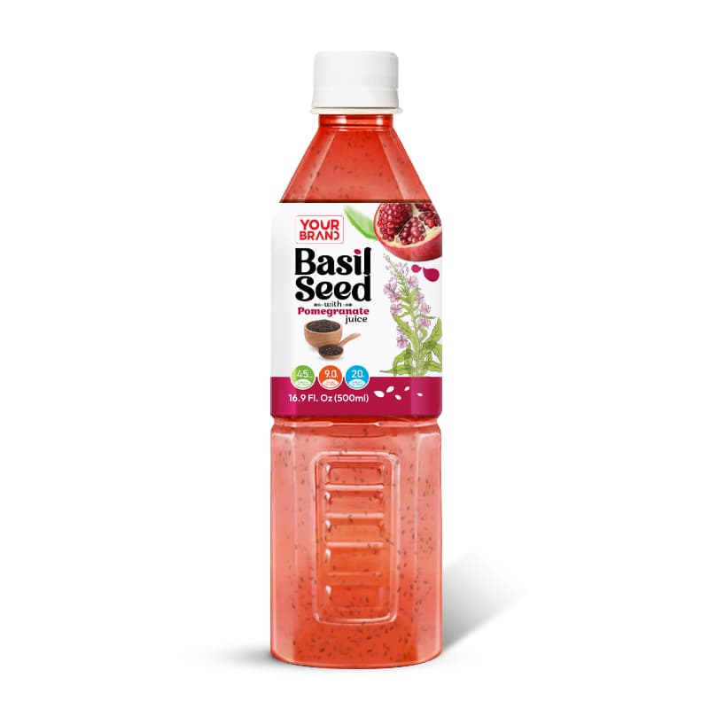 500ml Basil Seed Drink Pomegranate