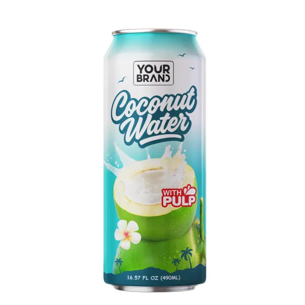 Eau de coco avec pulpe 490 mL (canette)