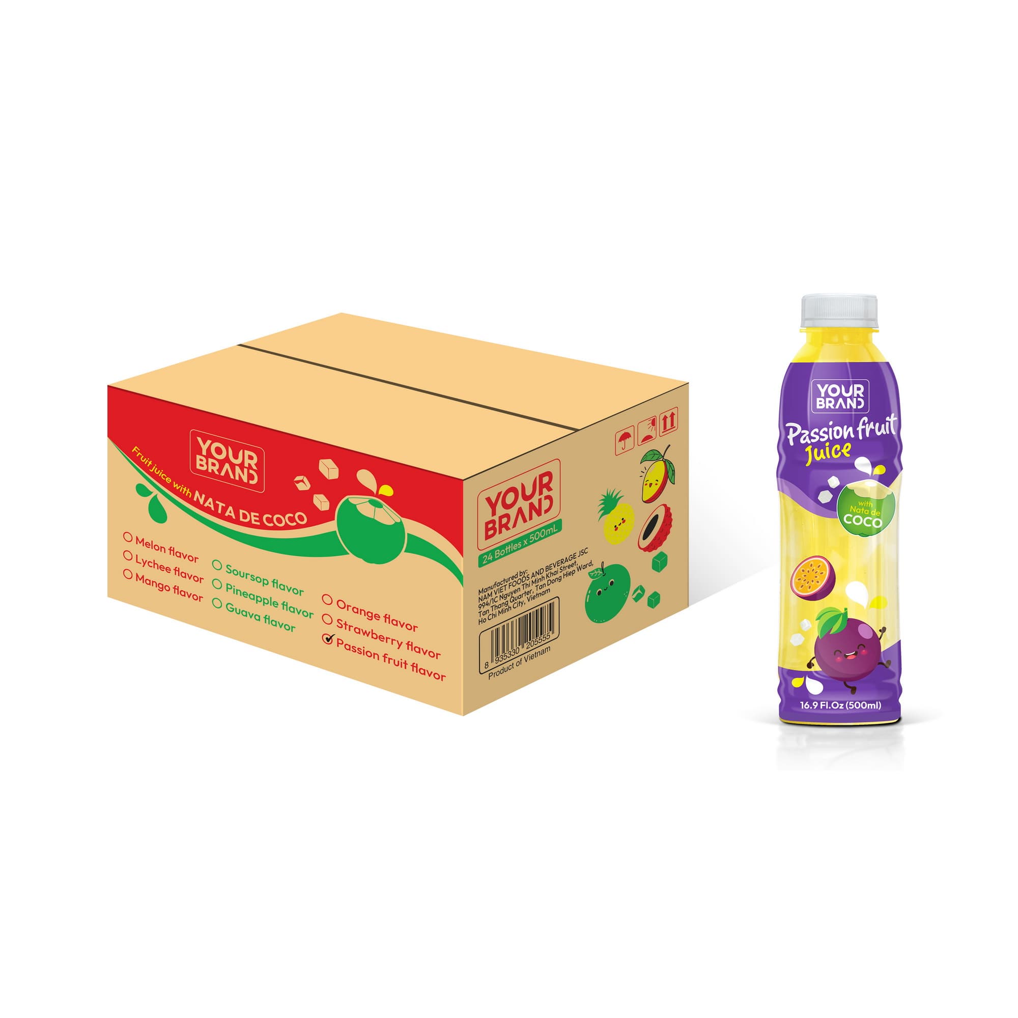 500ml Passion Fruit Juice with Nata de Coco