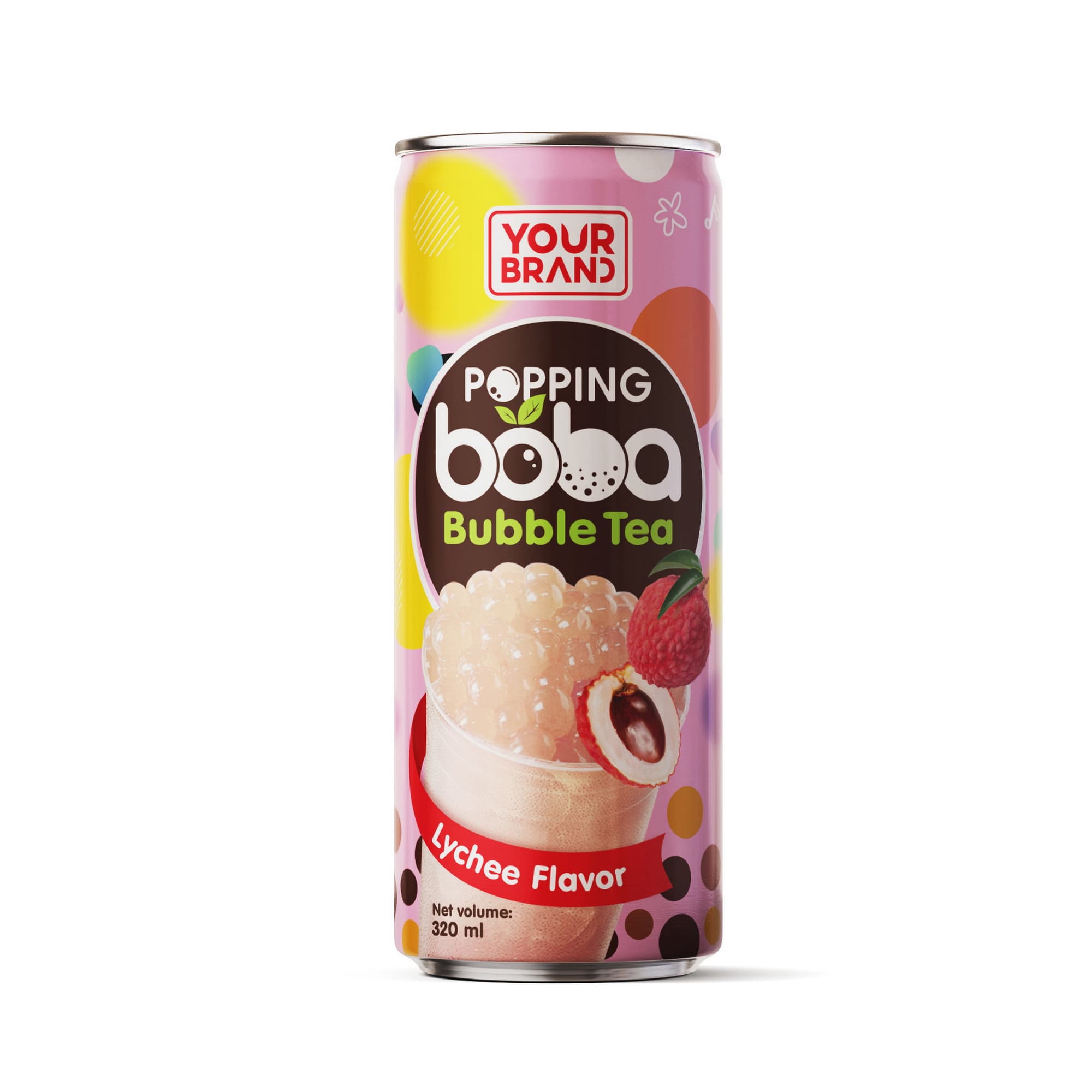 320ml Popping Boba Bubble Tea Lychee Flavor