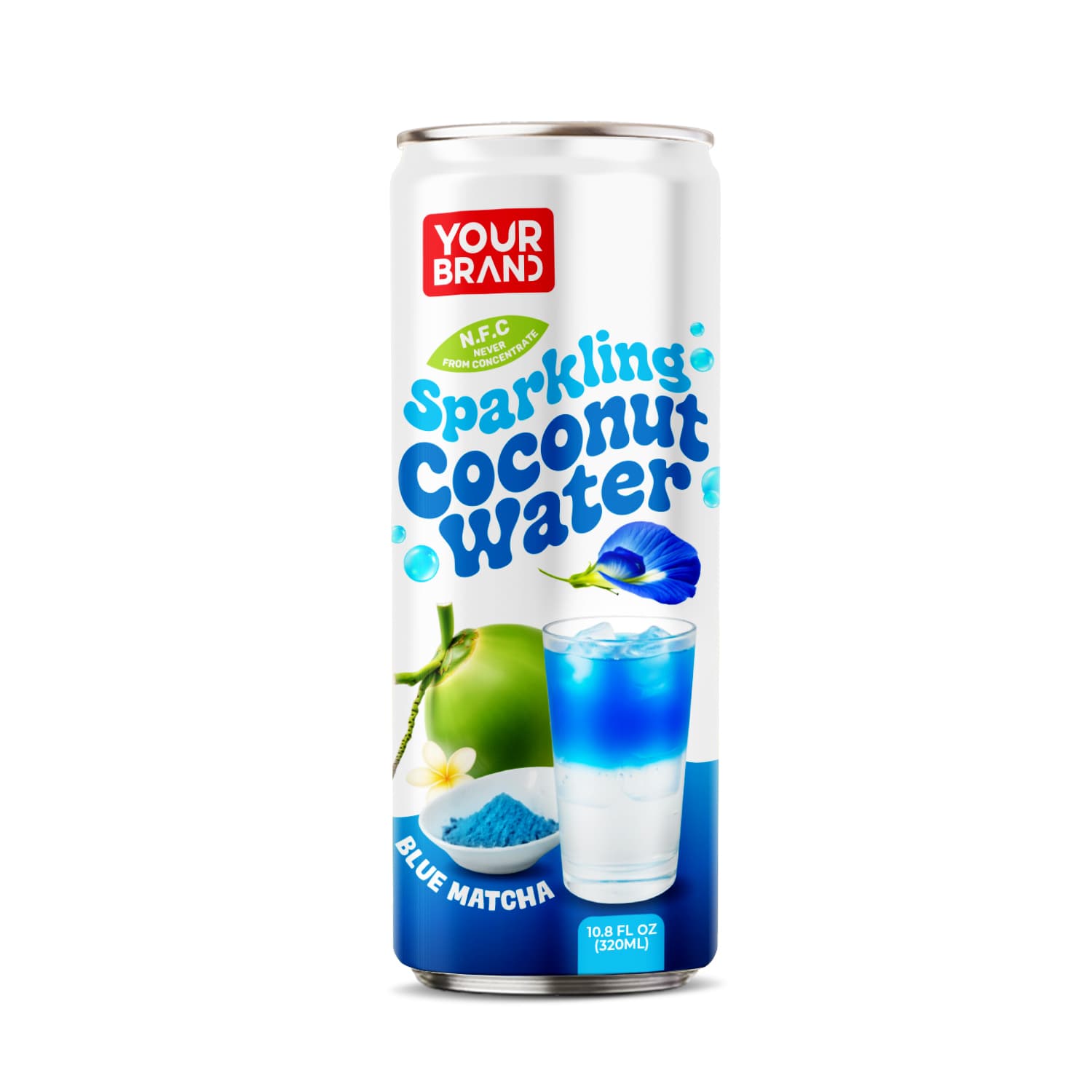 320ml Sparkling Coconut Water Blue Matcha