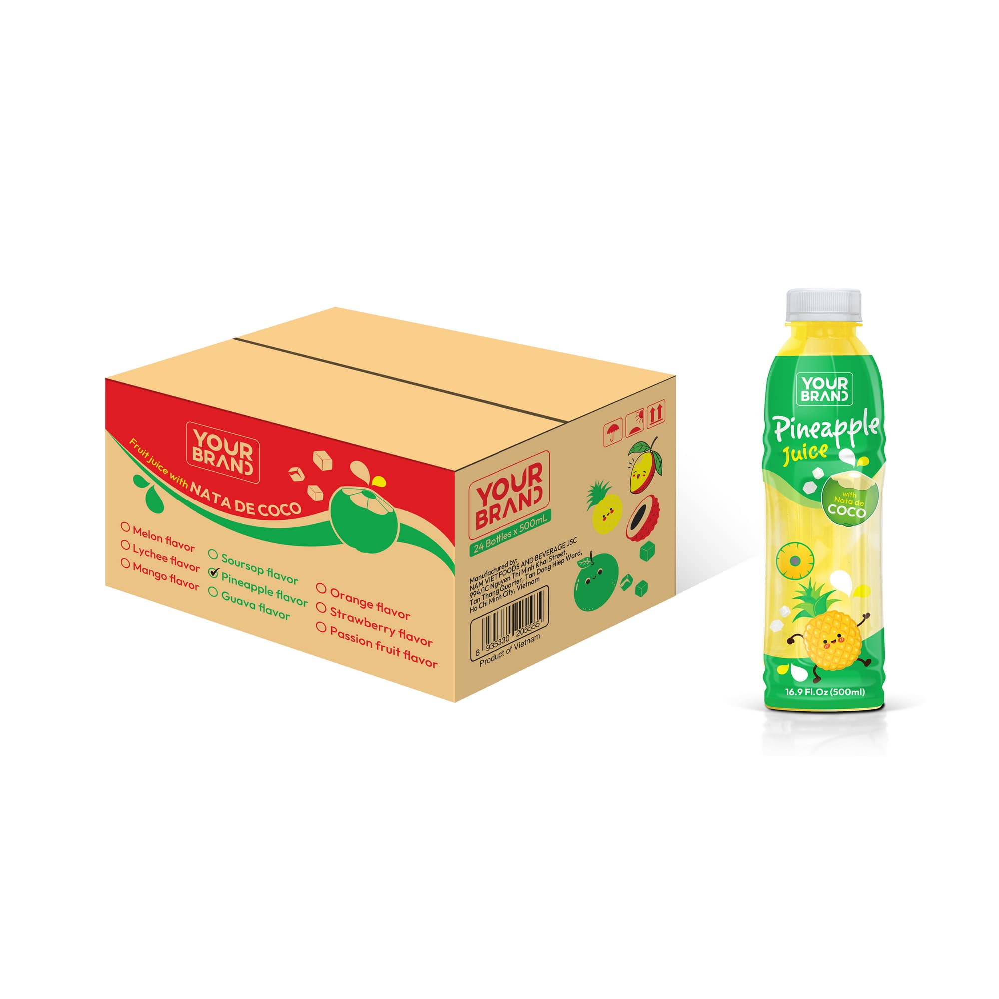 500ml Pineapple Juice with Nata de Coco