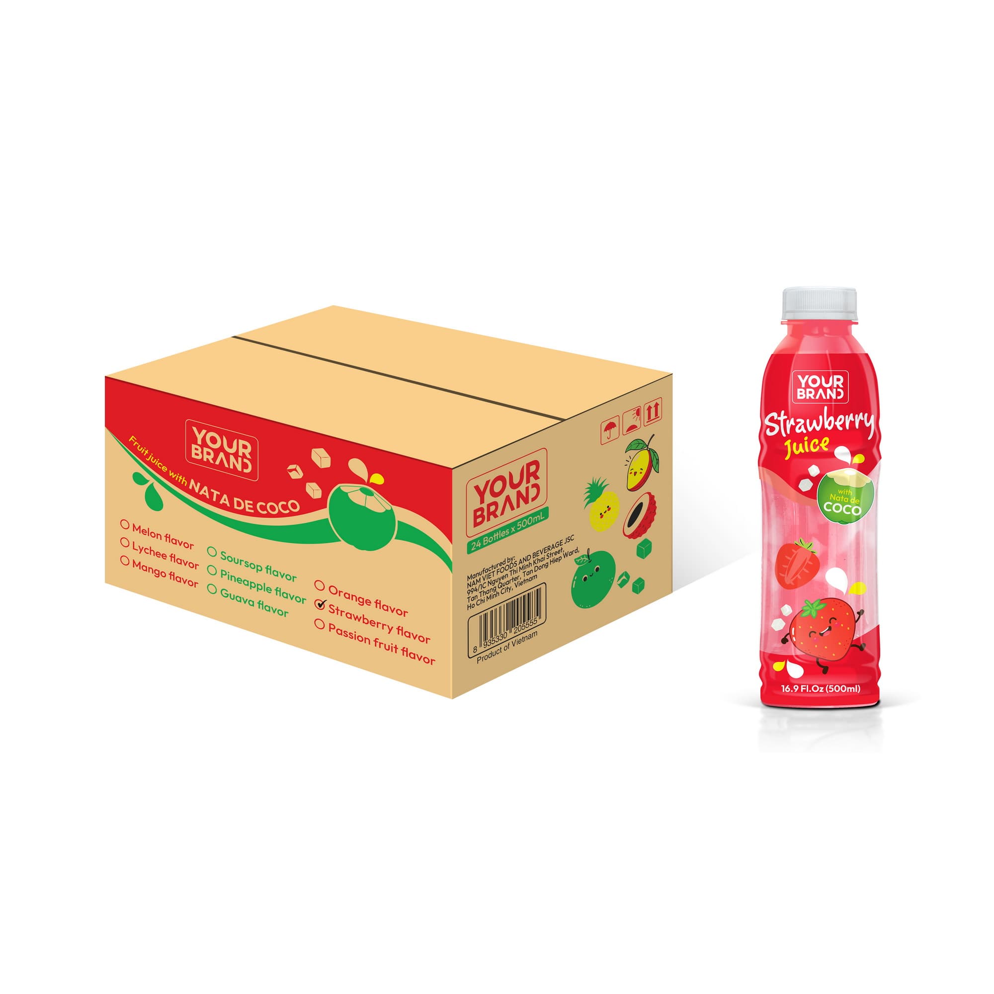 500ml Strawberry Juice with Nata de Coco