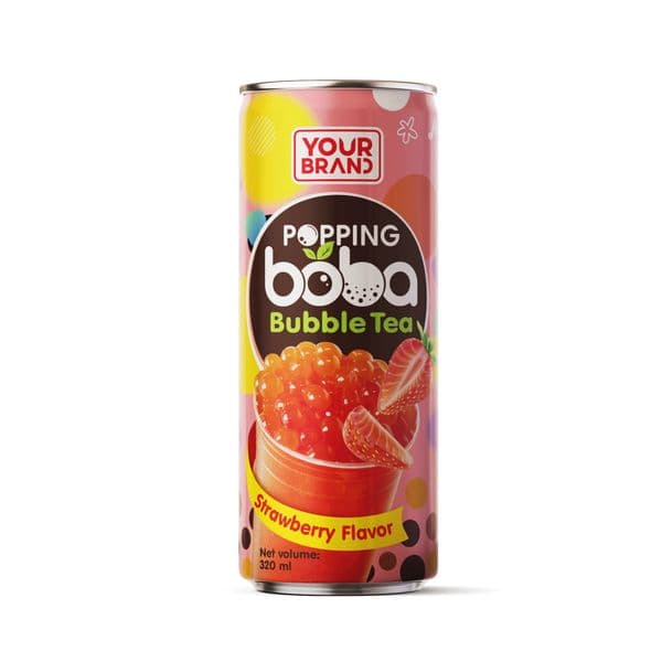 320ml Popping Boba Bubble Tea Strawberry Flavor