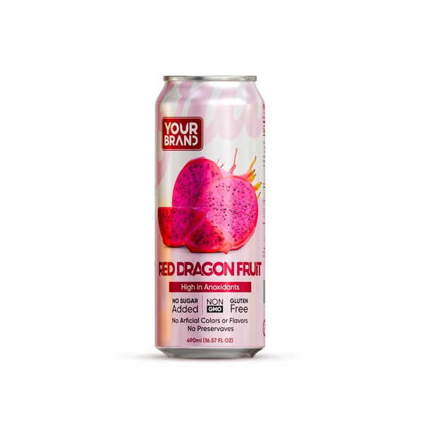 Red Dragon Fruit juice drink 490ml Can (no Sugar added, Non GMP, Gluten free)