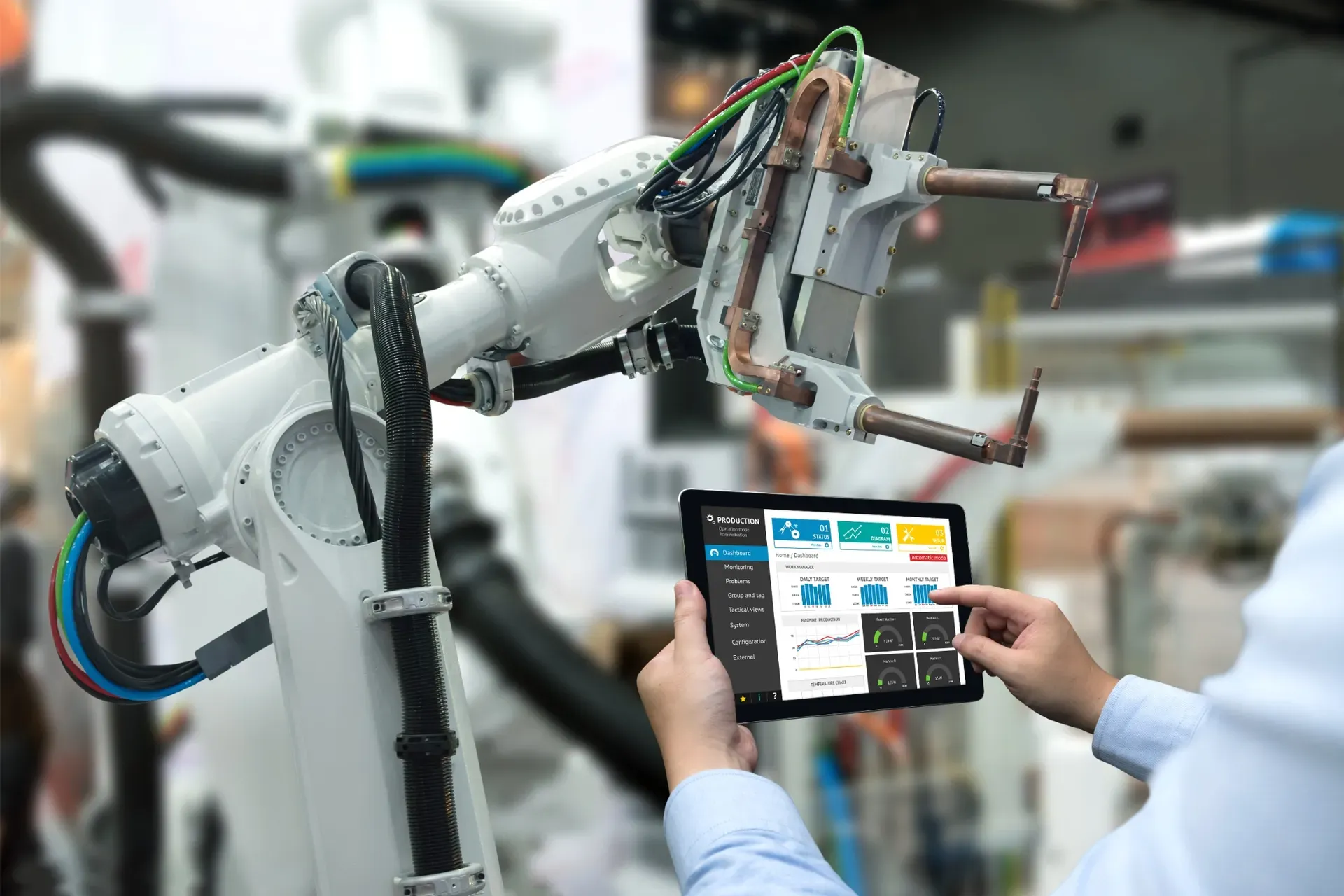 Robotic systems in F&B manufacturing use predictive maintenance to detect equipment faults before failure — reducing costly downtime