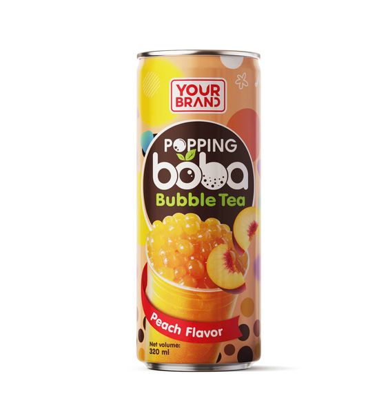 320ml Popping Boba Bubble Tea Peach flavor