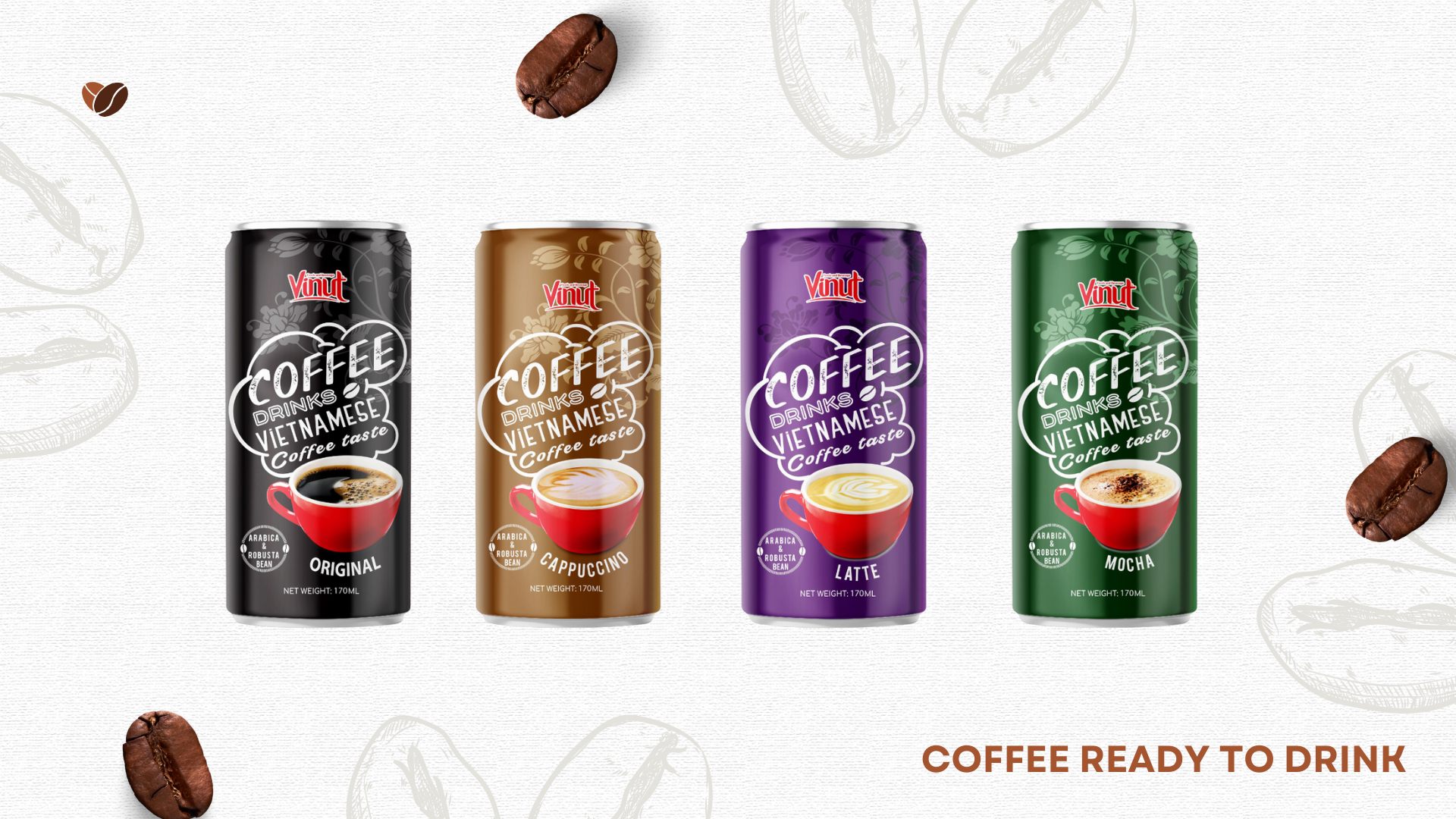 A product line of coffee ready to drink (Coffee RTD) reflects growing consumer demand for convenient, on-the-go coffee choices.