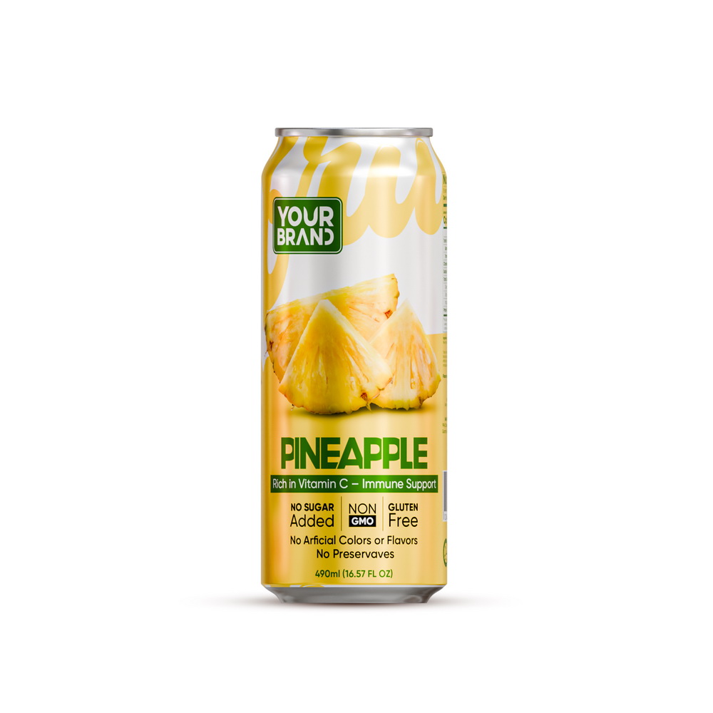 Pineapple Juice Drink 490ml Can (No Sugar Added, Non GMP, Gluten Free)