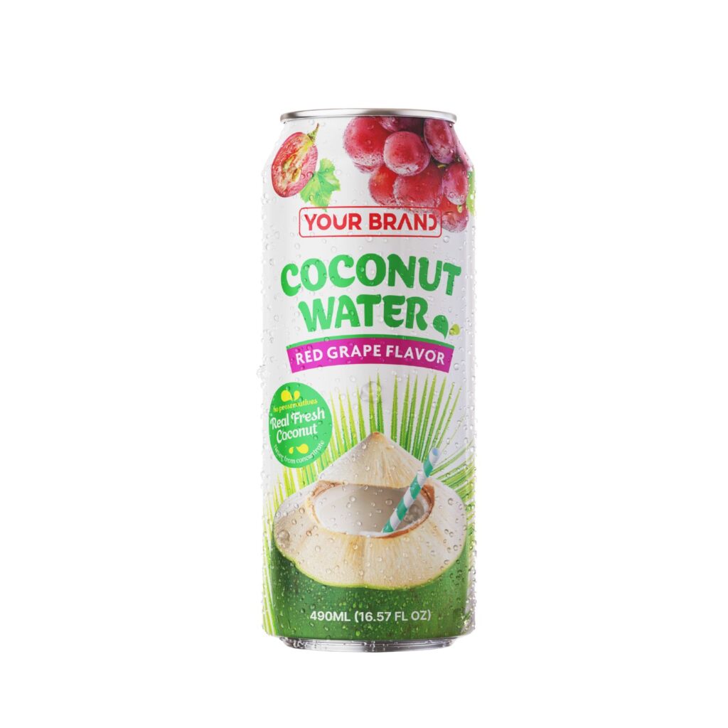 490ml "Your Logo" Coconut Water with Red Grape Flavor