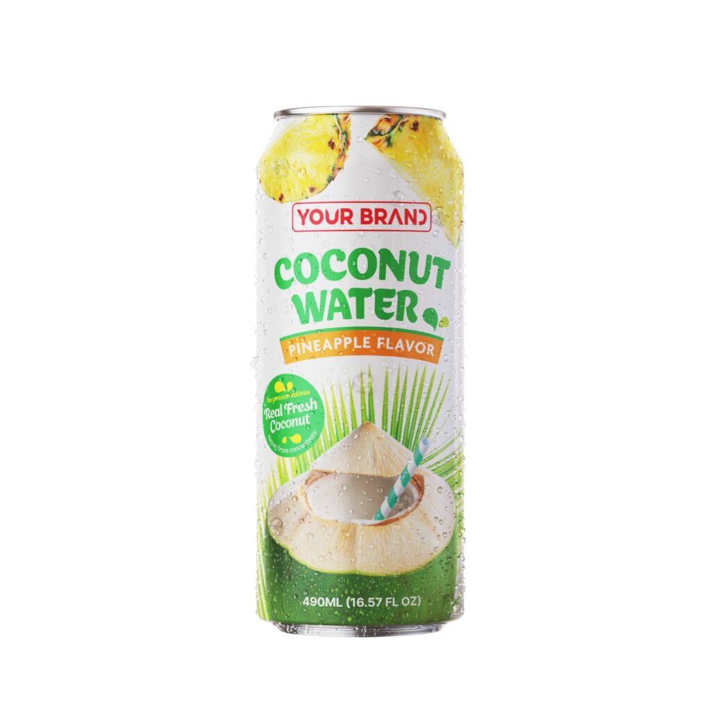 490ml "Your Brand" Coconut Water with Pineapple Flavor