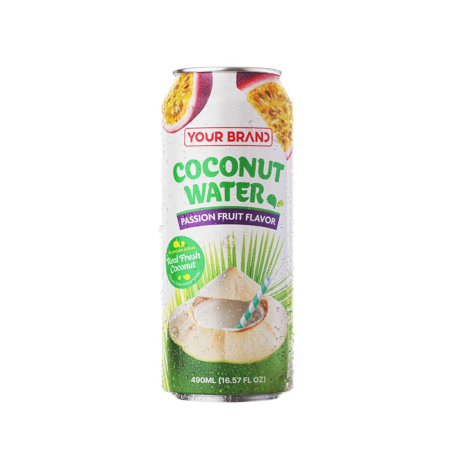 490ml "Your Label" Coconut Water with Passion Fruit Flavor 490ml "Your Label" Coconut Water with Passion Fruit Flavor