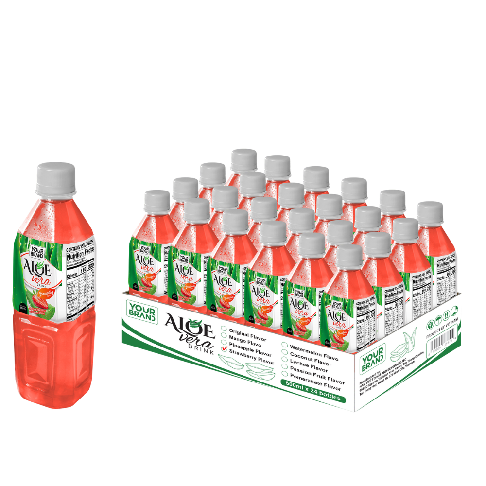 500ml "Your Brand" Aloe Vera Drink with Strawberry Flavor