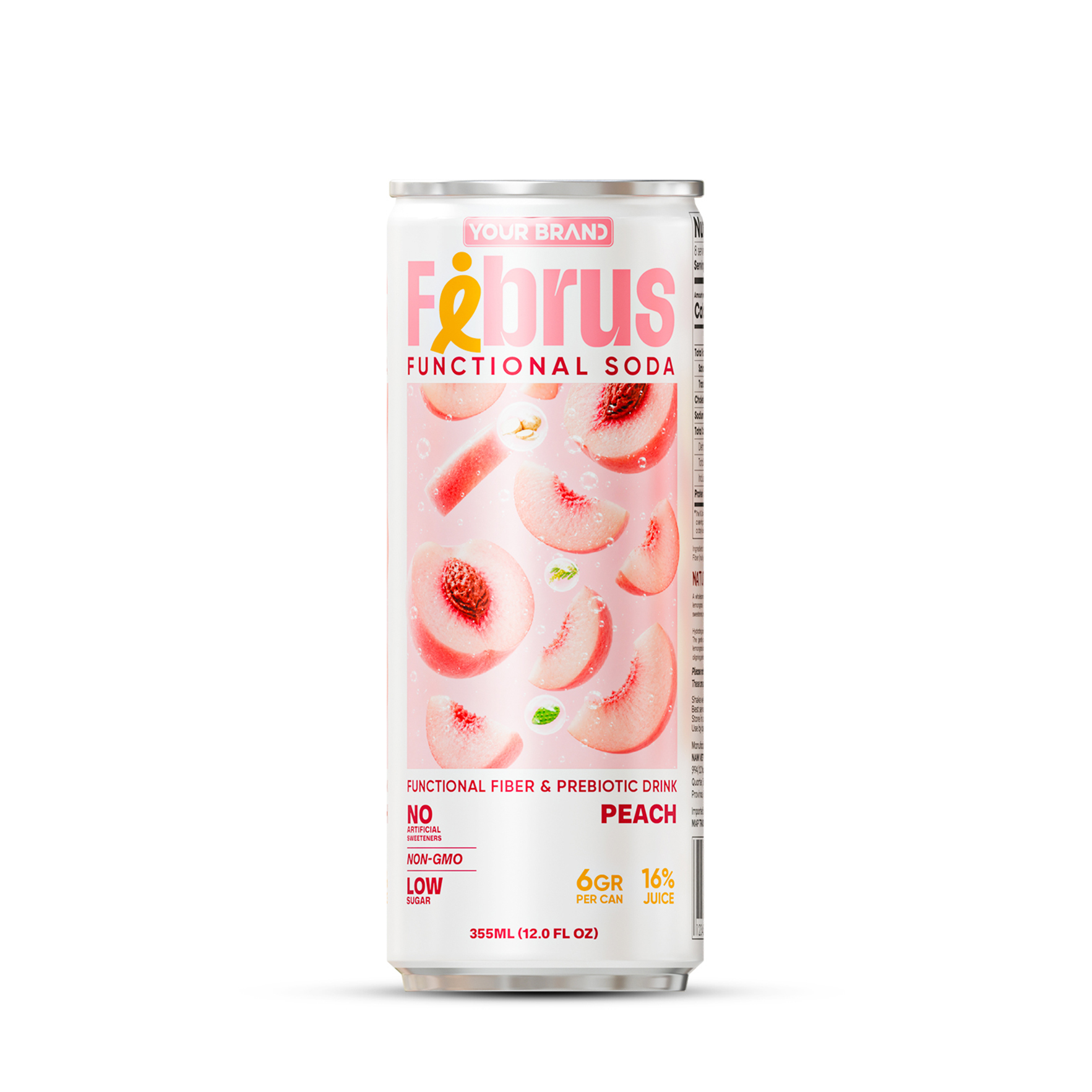 355ml "Your Logo" Functional Soda with 16% Peach Juice 355ml "Your Logo" Functional Soda with 16% Peach Juice