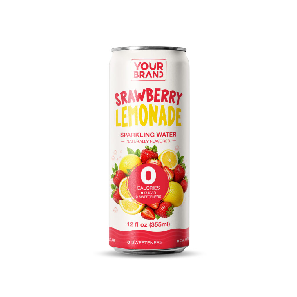 355ml "Your Logo" Strawberry Lemonade Sparkling Water