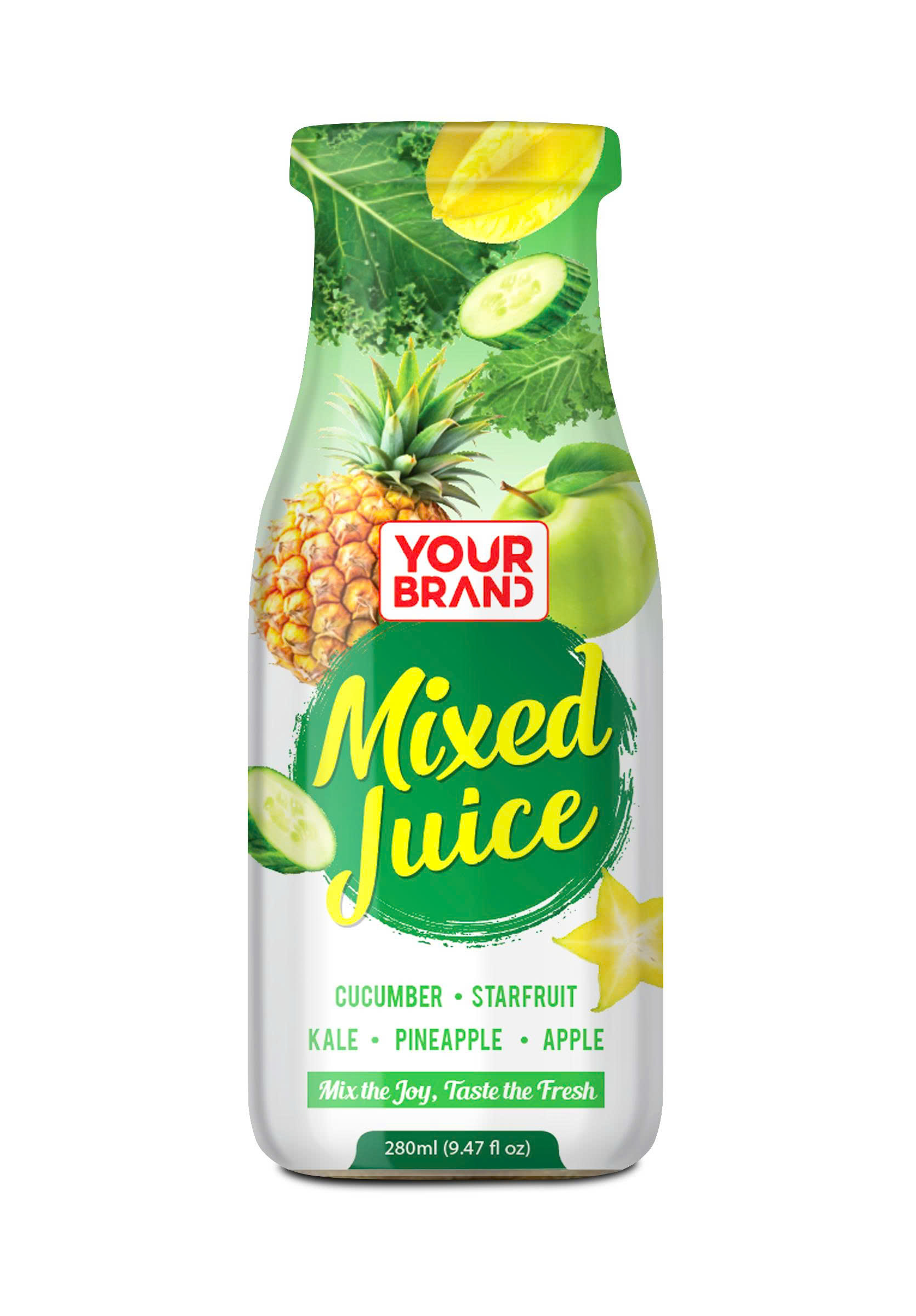 z7054540141298_8d65363cd019bd2cce26750ce28c8378 280ml YOUR BRAND Mixed Juice with Cucumber Starfruit Kale Pineapple Apple - Image 1