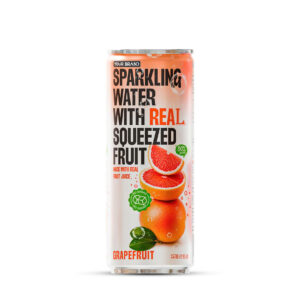 355ml "Your Logo" grapefruit Sparkling Water with Real Squeezed Fruit