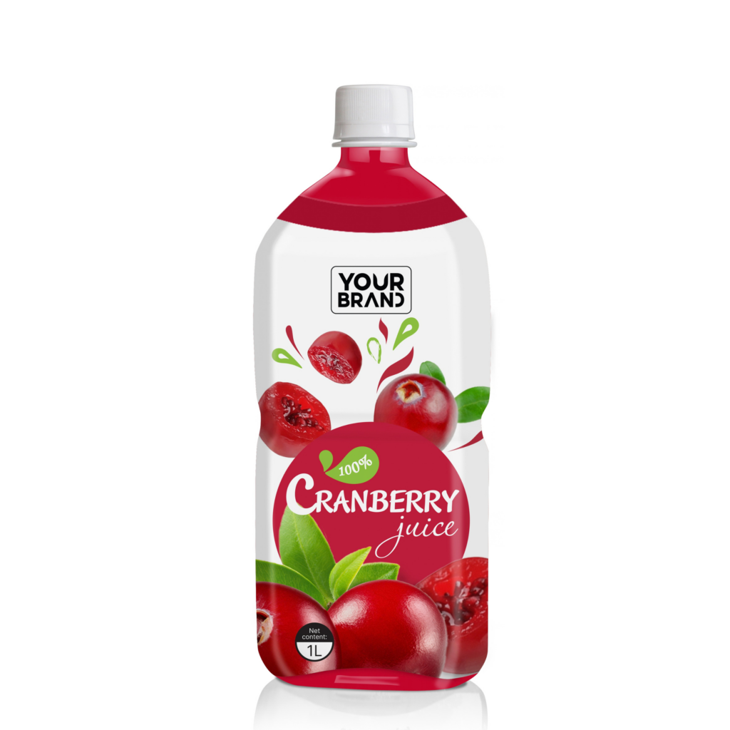 1000ml "Your Brand" 100% Cranberry Juice Pure Natural Refreshing Drink